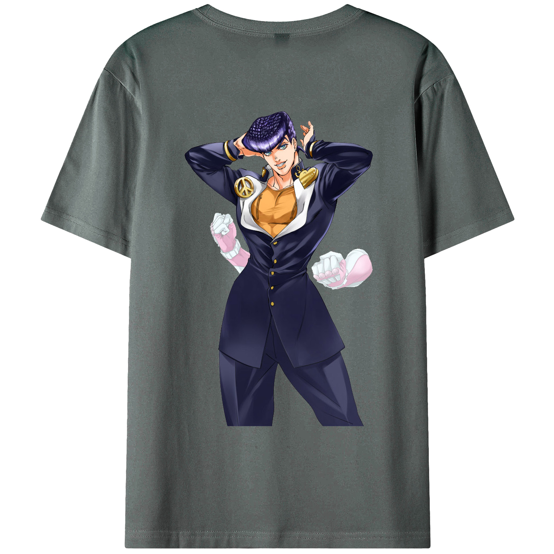 （画像用） ジョジョの奇妙な冒険 ひがしかた じょうすけ JoJo's Bizarre Adventure Higashikata Josuke 綿100％ メンズ半袖Tシャツ（バックプリント） 通気性